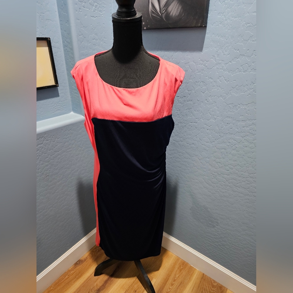 NorthStyle Coral and Navy Midi Dress